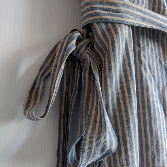 Ecote Striped Bell-Sleeve Striped Wrap Dress Size S - Picture 5 of 7